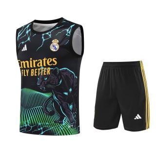 Conjunto de camiseta del Real Madrid 25/26 (negro con leopardo verde)